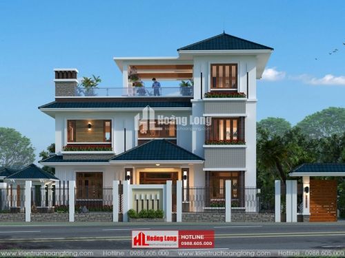 Thiết kế biệt thự 3 tầng mái Nhật hiện đại