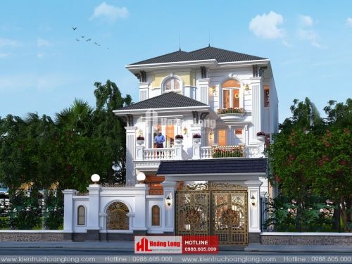 Thiết kế biệt thự 3 tầng mái Nhật tân cổ điển