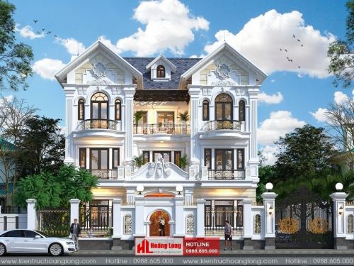 Thiết kế biệt thự 3 tầng mái Thái tân cổ điển