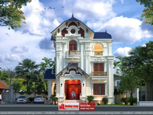 Thiết kế biệt thự 3 tầng mái Thái tân cổ điển
