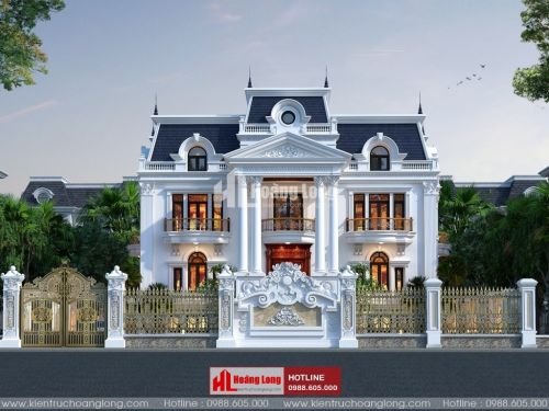 Thiết kế biệt thự 3 tầng mái Mansard tân cổ điển