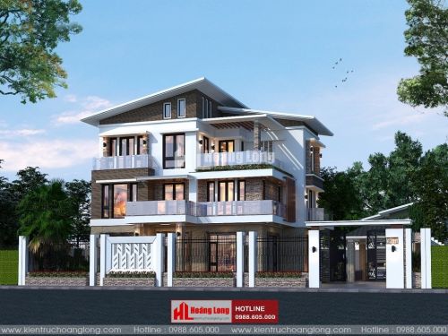 Thiết kế biệt thự 3 tầng 2 mặt tiền đẹp 2023