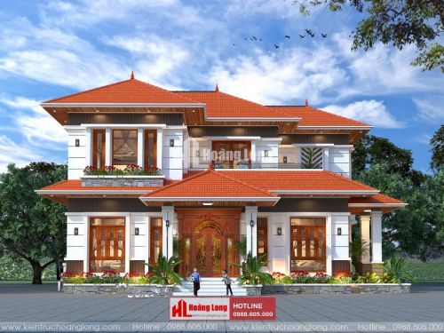 Thiết kế biệt thự 2 tầng 2 mặt tiền