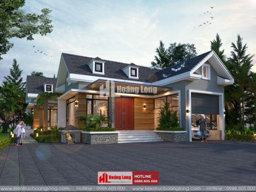 Thiết kế biệt thự 1 tầng chữ L
