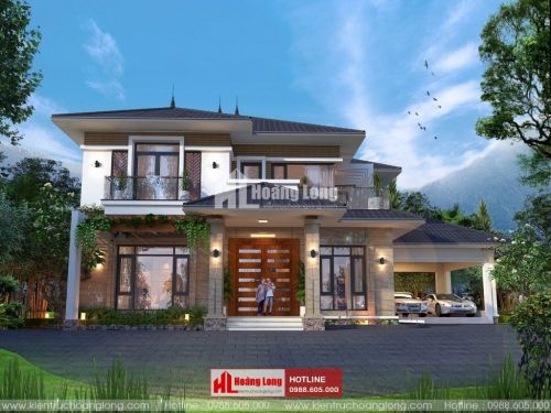 Thiết kế biệt thự 2 tầng chữ L