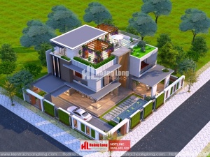 Thiết kế nhà phố 3 tầng mái bằng