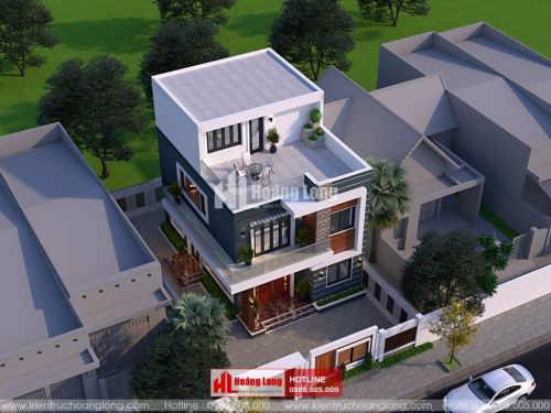 Thiết kế nhà phố 3 tầng mái bằng